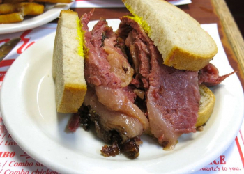 Smoked meat Montreal sandwich