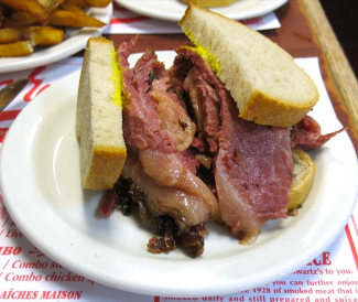 Smoked meat Montreal sandwich