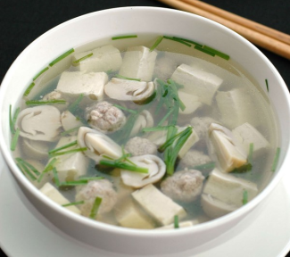 Canh đậu hủ nấm rơm